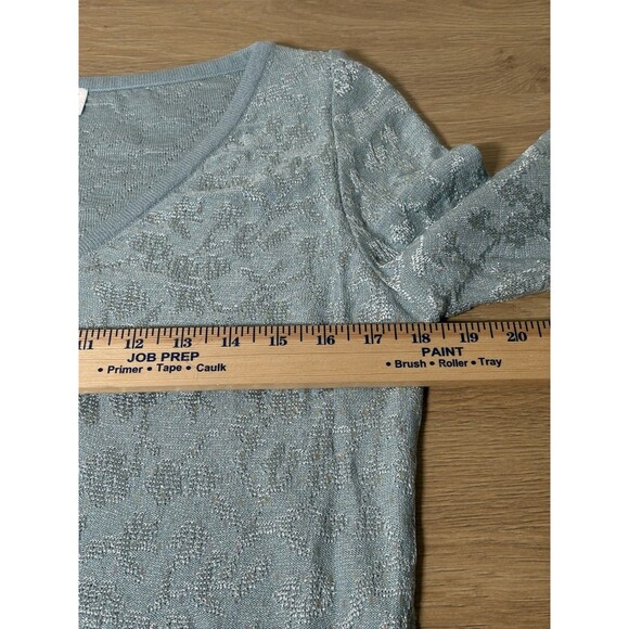 St John Evening Damask Cardigan And Long Skirt Size 8 Aqua Silver Sequin - Picture 6 of 8